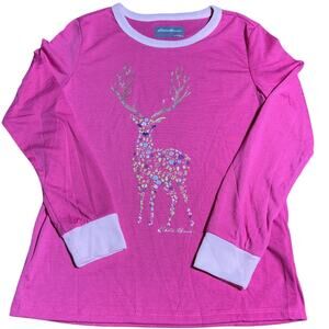 Eddie Bauer girls long sleeve shirt with glittery deer graphic size medium 10/12